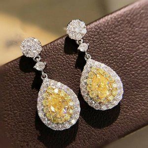 Gorgeous 925 Silver Citrine Drop Earrings